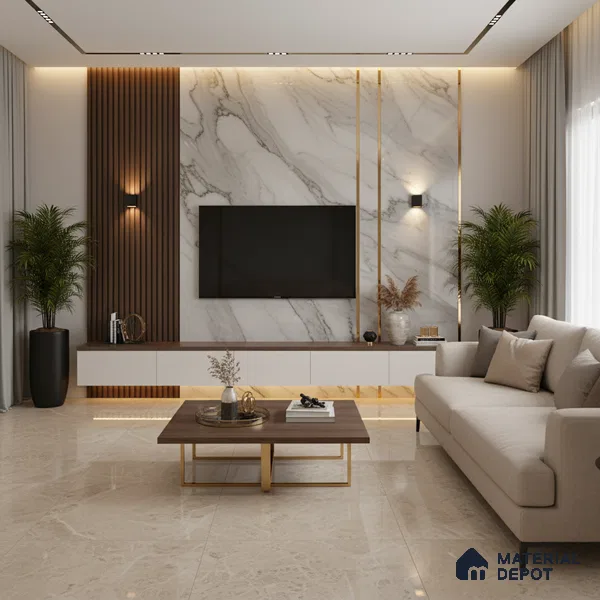 Beige Marble look LM 20845 8 ft x 4 ft High Gloss Finish 6H anti-scratch Acrylic Laminate - 1.5 mm