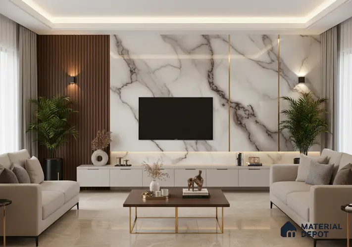 Beige Marble look LM 20846 8 ft x 4 ft High Gloss Finish 6H anti-scratch Acrylic Laminate - 1.5 mm