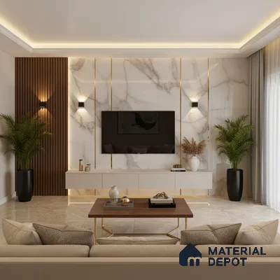 Beige Marble look LM 20847 8 ft x 4 ft High Gloss Finish 6H anti-scratch Acrylic Laminate - 1.5 mm