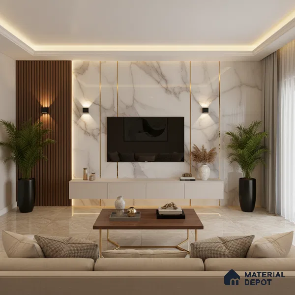 Beige Marble look LM 20847 8 ft x 4 ft High Gloss Finish 6H anti-scratch Acrylic Laminate - 1.5 mm