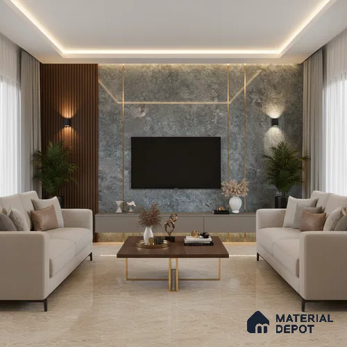 Stone Look LM 21022 8 ft x 4 ft High Gloss Finish Decorative Laminate - 1 mm | Suitable for TV Unit, Wardrobe, Kitchen Cabinets