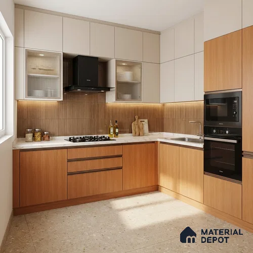 Wooden Look LM 21035 8 ft x 4 ft Suede Finish Decorative Laminate - 1 mm | Suitable for TV Unit, Wardrobe, Kitchen Cabinets