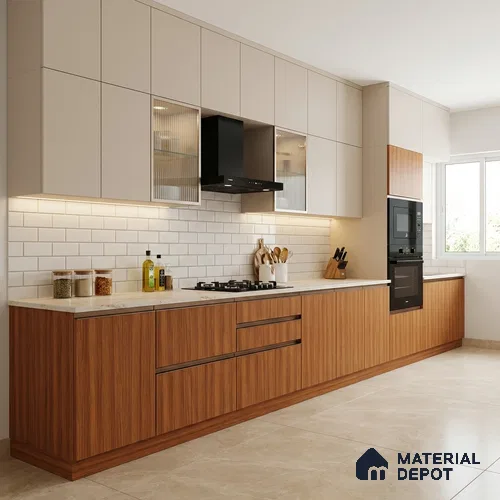 Wooden Look LM 21041 8 ft x 4 ft Suede Finish Decorative Laminate - 1 mm | Suitable for TV Unit, Wardrobe, Kitchen Cabinets
