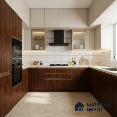 Wooden Look LM 21043 8 ft x 4 ft Suede Finish Decorative Laminate - 1 mm | Suitable for TV Unit, Wardrobe, Kitchen Cabinets