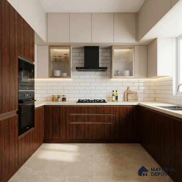 Wooden Look LM 21043 8 ft x 4 ft Suede Finish Decorative Laminate - 1 mm | Suitable for TV Unit, Wardrobe, Kitchen Cabinets