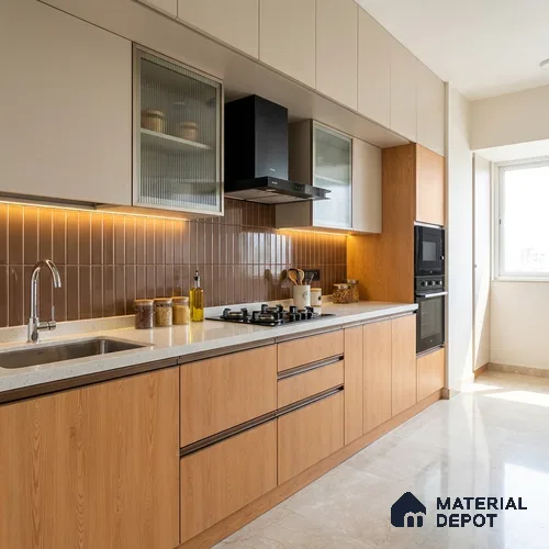 Wooden Look LM 21044 8 ft x 4 ft Suede Finish Decorative Laminate - 1 mm | Suitable for TV Unit, Wardrobe, Kitchen Cabinets