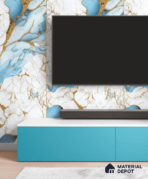 LM 21103 Ocean Quartz Digital High Gloss Finish 8 ft x 4 ft Decorative Laminate - 1 mm | Suitable for TV Unit, Wardrobe, Kitchen Cabinets