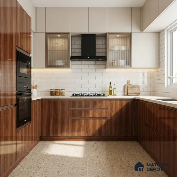 Wooden Look LM 21118 D Castano Rich Wooden High Gloss Finish 8 ft x 4 ft Decorative Laminate - 1 mm | Suitable for TV Unit, Wardrobe, Kitchen Cabinets