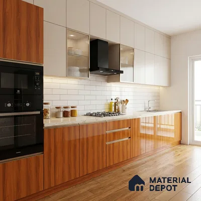 Wooden Look LM 21119 I Classic Timber Wooden High Gloss Finish 8 ft x 4 ft Decorative Laminate - 1 mm | Suitable for TV Unit, Wardrobe, Kitchen Cabinets