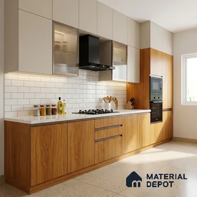 Wooden Look LM 21120 C Golden Elm Prism Path Texture Finish 8 ft x 4 ft Decorative Laminate - 1 mm | Suitable for TV Unit, Wardrobe, Kitchen Cabinets