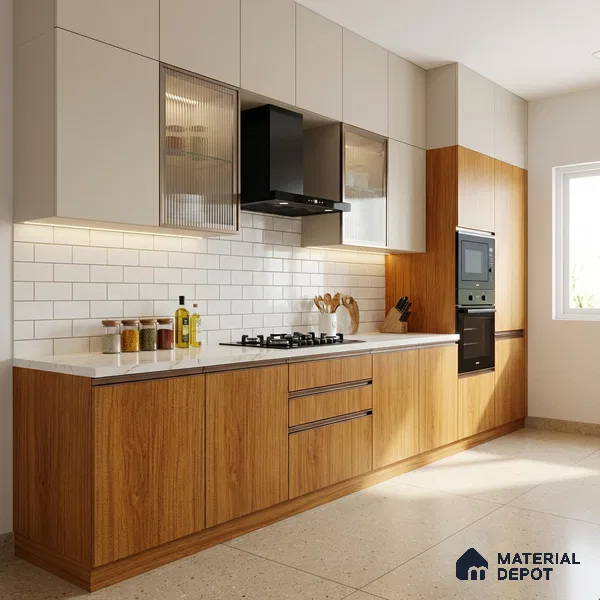 Wooden Look LM 21120 C Golden Elm Prism Path Texture Finish 8 ft x 4 ft Decorative Laminate - 1 mm | Suitable for TV Unit, Wardrobe, Kitchen Cabinets