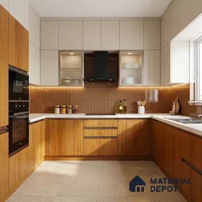 Wooden Look LM 21120 H Golden Elm Zig Wave Texture Finish 8 ft x 4 ft Decorative Laminate - 1 mm | Suitable for TV Unit, Wardrobe, Kitchen Cabinets