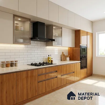 Wooden Look LM 21124 D Valmere Oak Wooden High Gloss Finish 8 ft x 4 ft Decorative Laminate - 1 mm | Suitable for TV Unit, Wardrobe, Kitchen Cabinets
