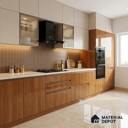 Wooden Look LM 21125 Montevec Wood Wooden High Gloss Finish 8 ft x 4 ft Decorative Laminate - 1 mm | Suitable for TV Unit, Wardrobe, Kitchen Cabinets
