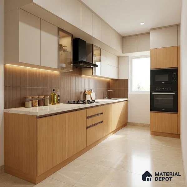 Wooden Look LM 21129 C Honey Wood Dripped Wood Texture Finish 8 ft x 4 ft Decorative Laminate - 1 mm | Suitable for TV Unit, Wardrobe, Kitchen Cabinets