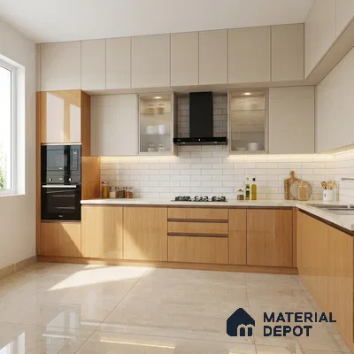 Wooden Look LM 21129 D Honey Wood Wooden High Gloss Finish 8 ft x 4 ft Decorative Laminate - 1 mm | Suitable for TV Unit, Wardrobe, Kitchen Cabinets