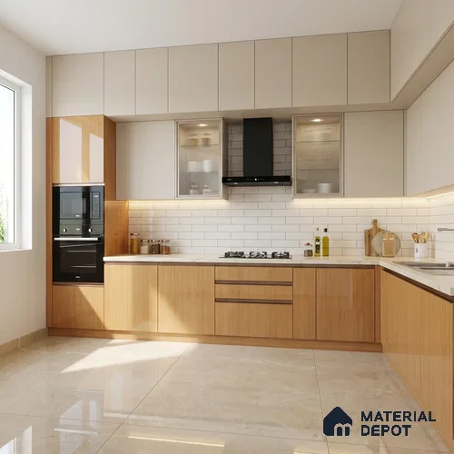Wooden Look LM 21129 D Honey Wood Wooden High Gloss Finish 8 ft x 4 ft Decorative Laminate - 1 mm | Suitable for TV Unit, Wardrobe, Kitchen Cabinets