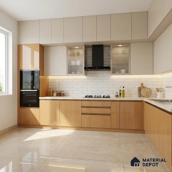 Wooden Look LM 21129 D Honey Wood Wooden High Gloss Finish 8 ft x 4 ft Decorative Laminate - 1 mm | Suitable for TV Unit, Wardrobe, Kitchen Cabinets