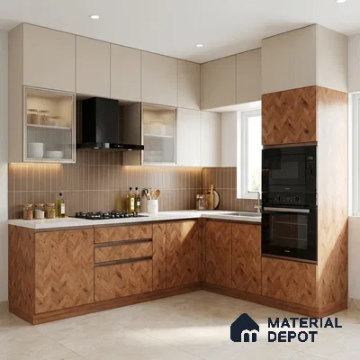 Wooden Look LM 21130 Wanut Weave Regal Walnut Texture Finish 8 ft x 4 ft Decorative Laminate - 1 mm | Suitable for TV Unit, Wardrobe, Kitchen Cabinets