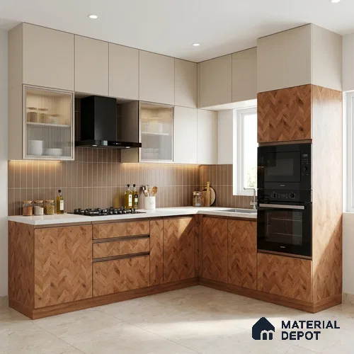Wooden Look LM 21130 Wanut Weave Regal Walnut Texture Finish 8 ft x 4 ft Decorative Laminate - 1 mm | Suitable for TV Unit, Wardrobe, Kitchen Cabinets