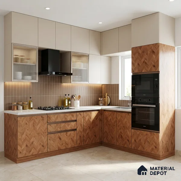 Wooden Look LM 21130 Wanut Weave Regal Walnut Texture Finish 8 ft x 4 ft Decorative Laminate - 1 mm | Suitable for TV Unit, Wardrobe, Kitchen Cabinets