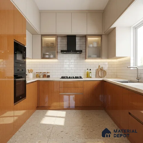 Wooden Look LM 21132 B Granello Oak Wooden High Gloss Finish 8 ft x 4 ft Decorative Laminate - 1 mm | Suitable for TV Unit, Wardrobe, Kitchen Cabinets