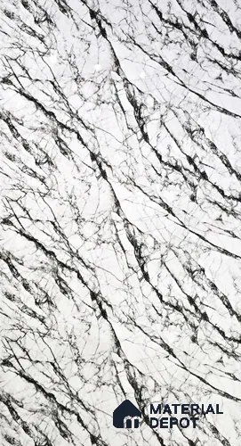 White Marble Look UPVC High Gloss Finish UV Marble Polygranite Sheets 8 ft x 4 ft | LM 21135 - 3 mm