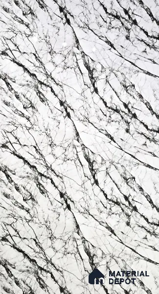White Marble Look UPVC High Gloss Finish UV Marble Polygranite Sheets 8 ft x 4 ft | LM 21135 - 3 mm