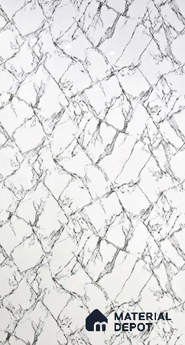 White Marble Look UPVC High Gloss Finish UV Marble Polygranite Sheets 8 ft x 4 ft | LM 21136 - 3 mm
