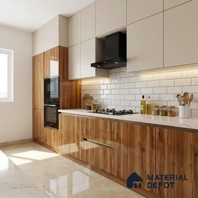 Wooden Look LM 21395 Swiss Walnut 8 ft x 4 ft High Gloss Finish Decorative Laminate - 1 mm | Suitable for TV Unit, Wardrobe, Kitchen Cabinets