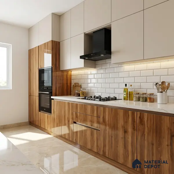 Wooden Look LM 21395 Swiss Walnut 8 ft x 4 ft High Gloss Finish Decorative Laminate - 1 mm | Suitable for TV Unit, Wardrobe, Kitchen Cabinets
