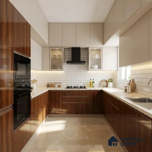 Wooden Look LM 21400 Cherry Wood 8 ft x 4 ft High Gloss Finish Decorative Laminate - 1 mm | Suitable for TV Unit, Wardrobe, Kitchen Cabinets