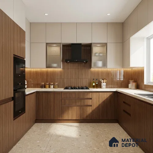 Wooden Look LM 21408 African Walnut Light 8 ft x 4 ft Texture Finish Decorative Laminate - 1 mm | Suitable for TV Unit, Wardrobe, Kitchen Cabinets