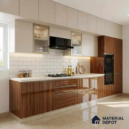 Wooden Look LM 21413 Cherry Wood 8 ft x 4 ft Shiny Wood Finish Decorative Laminate - 1 mm | Suitable for TV Unit, Wardrobe, Kitchen Cabinets