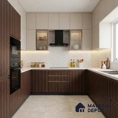 Wooden Look LM 21444 Smoked Walnut 8 ft x 4 ft Texture Finish Decorative Laminate - 1 mm | Suitable for TV Unit, Wardrobe, Kitchen Cabinets