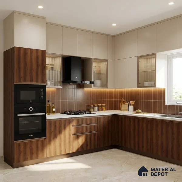 Wooden Look LM 21451 Bruto Walnut 8 ft x 4 ft Suede Finish Decorative Laminate - 1 mm | Suitable for TV Unit, Wardrobe, Kitchen Cabinets