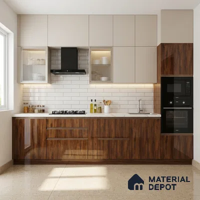 Wooden Look LM 21593 Sunny Yew 8ft x 4ft High Gloss Finish Decorative Laminate - 1 mm | Suitable for TV Unit, Wardrobe, Kitchen Cabinets