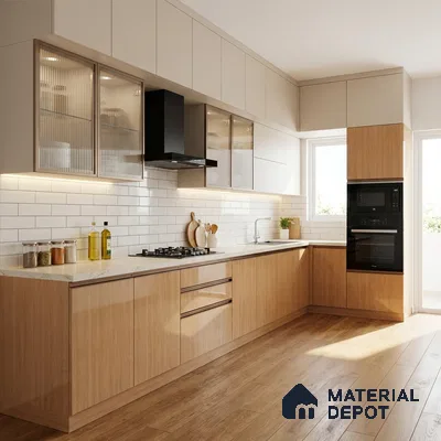 Wooden Look LM 23358 Nordic Elm 8 ft x 4 ft High Gloss Finish 6H Anti Scratch Acrylic Laminate - 1.5 mm | Suitable for Kitchen Cabinet, TV Unit, Wardrobe