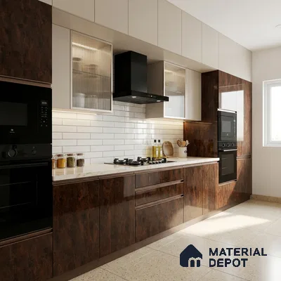 Wooden Look LM 23362 EmberWooden 8 ft x 4 ft High Gloss Finish 6H Anti Scratch Acrylic Laminate - 1.5 mm | Suitable for Kitchen Cabinet, TV Unit, Wardrobe