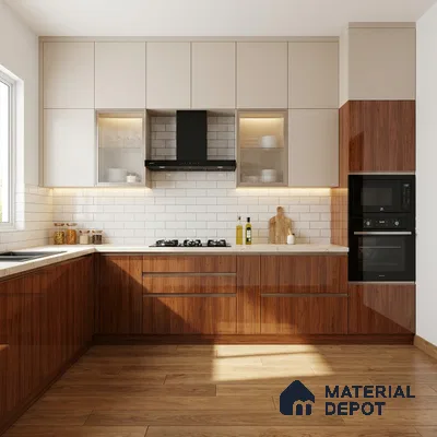 Wooden Look LM 23364 Walnut Crest 8 ft x 4 ft High Gloss Finish 6H Anti Scratch Acrylic Laminate - 1.5 mm | Suitable for Kitchen Cabinet, TV Unit, Wardrobe