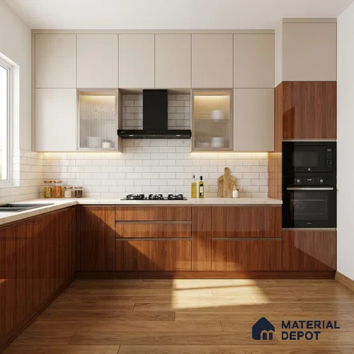 Wooden Look LM 23364 Walnut Crest 8 ft x 4 ft High Gloss Finish 6H Anti Scratch Acrylic Laminate - 1.5 mm | Suitable for Kitchen Cabinet, TV Unit, Wardrobe