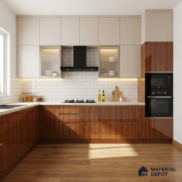 Wooden Look LM 23364 Walnut Crest 8 ft x 4 ft High Gloss Finish 6H Anti Scratch Acrylic Laminate - 1.5 mm | Suitable for Kitchen Cabinet, TV Unit, Wardrobe