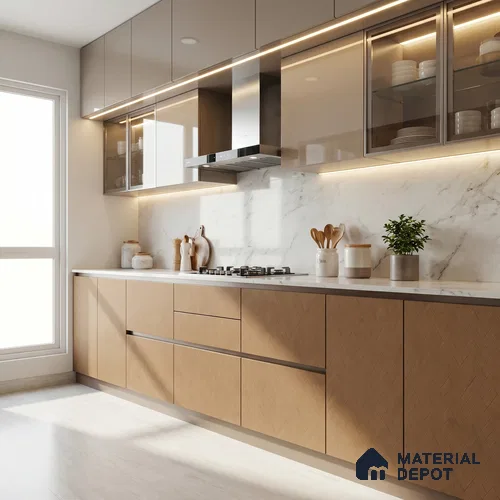 Patterned Look LM 23466 Golden Melon 8 ft x 4 ft Aged Wood Finish Decorative Laminate - 1 mm | Suitable for TV Unit, Wardrobe, Kitchen Cabinets