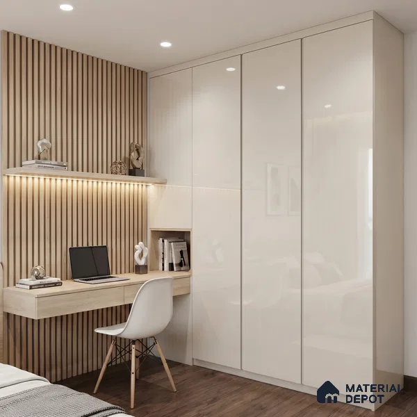 LM 23474 (HG 406) Off White 8 ft x 4 ft High Gloss Finish Decorative Laminate - 1 mm | Suitable for Living Room, Kitchen, Office