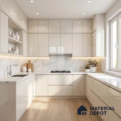 LM 23474 (HG 406) Off White 8 ft x 4 ft High Gloss Finish Decorative Laminate - 1 mm | Suitable for Living Room, Kitchen, Office