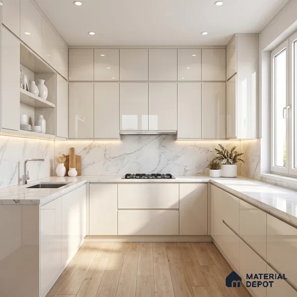 LM 23474 (HG 406) Off White 8 ft x 4 ft High Gloss Finish Decorative Laminate - 1 mm | Suitable for Living Room, Kitchen, Office