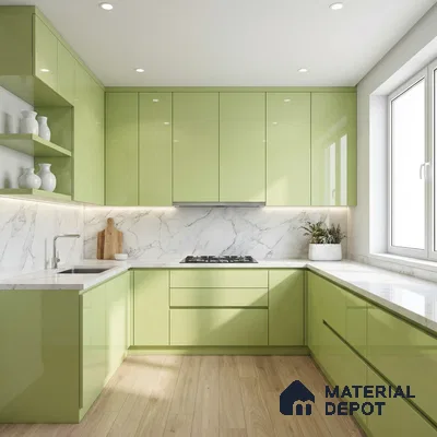 LM 23482 (HG 429) Pastel Yellow 8 ft x 4 ft High Gloss Finish Decorative Laminate - 1 mm | Suitable for Living Room, Kitchen, Office