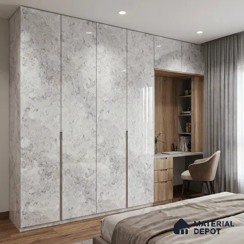 LM 23492 Nebula Stone 8 ft x 4 ft High Gloss Finish Decorative Laminate - 1 mm | Suitable for TV Unit, Wardrobe, Kitchen Cabinets