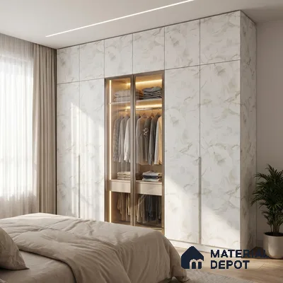 LM 23498 lcy Mist 8 ft x 4 ft Absolute Trend Finish Decorative Laminate - 1 mm | Suitable for TV Unit, Wardrobe, Kitchen Cabinets