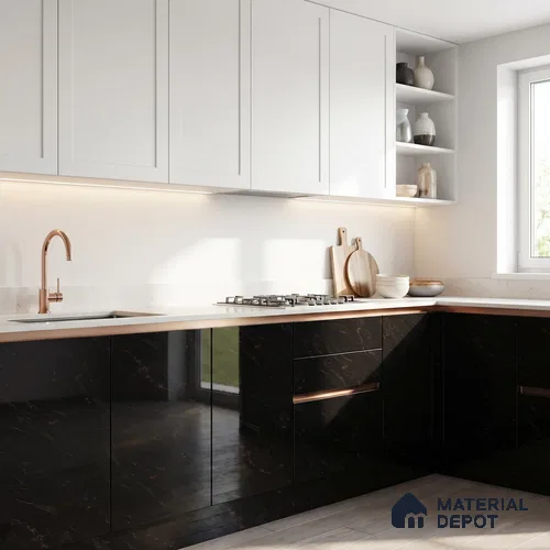 LM 23499 Ebony Galaxy 8 ft x 4 ft High Gloss Finish Decorative Laminate - 1 mm | Suitable for TV Unit, Wardrobe, Kitchen Cabinets